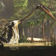 Artist’s conception of the giant pterosaur Quetzalcoatlus northropi wading in water.